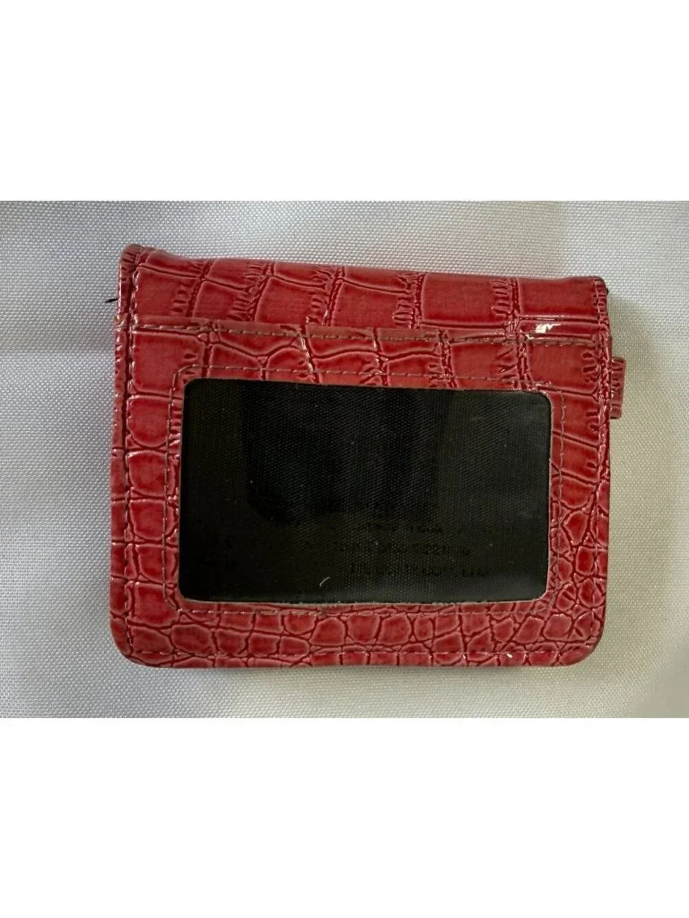 Set Of‎ 2 Mini Wallets Pink Croc Embossed/Black Faux Leather ID Windows
